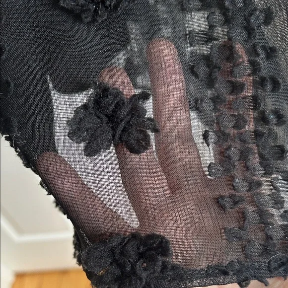 Anthropologie Polygram Black Textured Midi Dress with tie belt - Picture 5 of 10